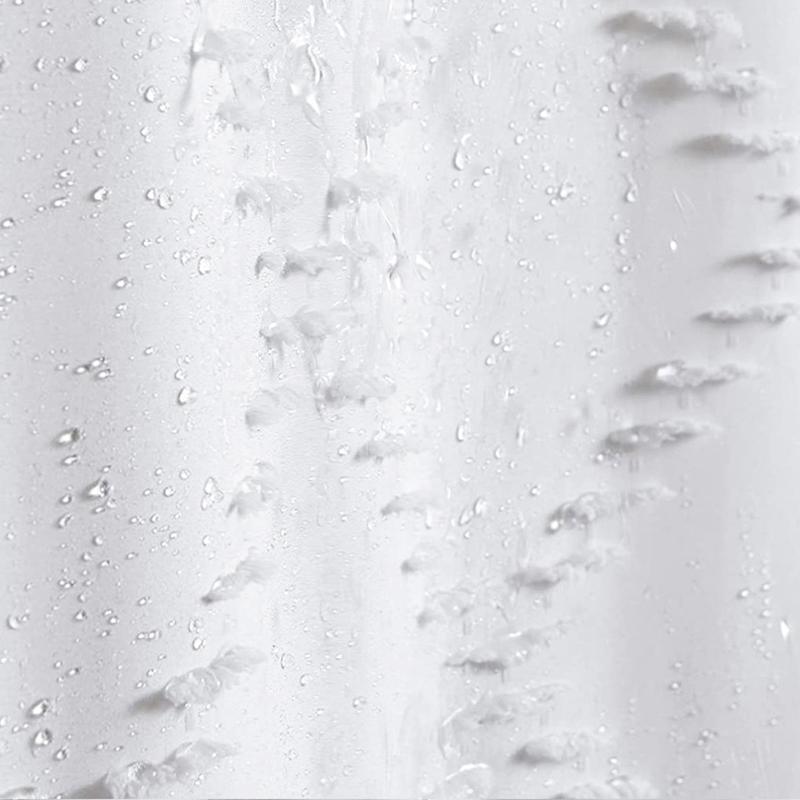 Waterproof Polyester Woven Fabric Shower Curtain White Flocking Shower Curtains for Bathroom Bathtub Bathing Cover with Hooks