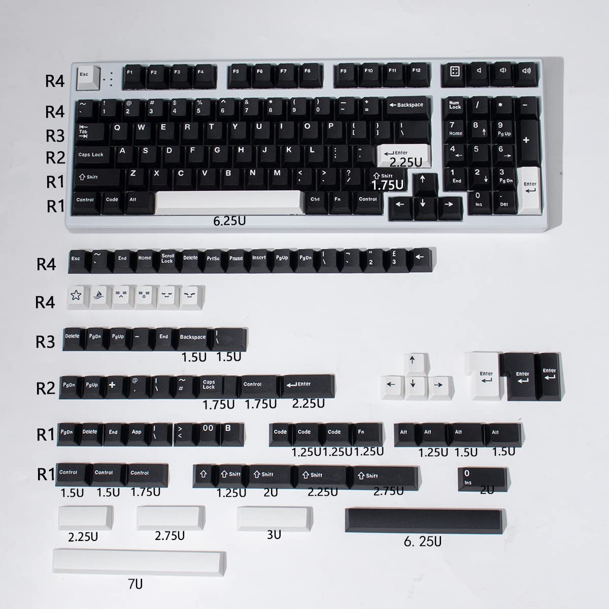 

Black White WOB Keycap Set 173 Keys Cherry Profile Double Shot Custom Keycaps ISO ANSI for Cherry MX Gateron Mechanical Gaming Gear 60% 65% 75% 95%