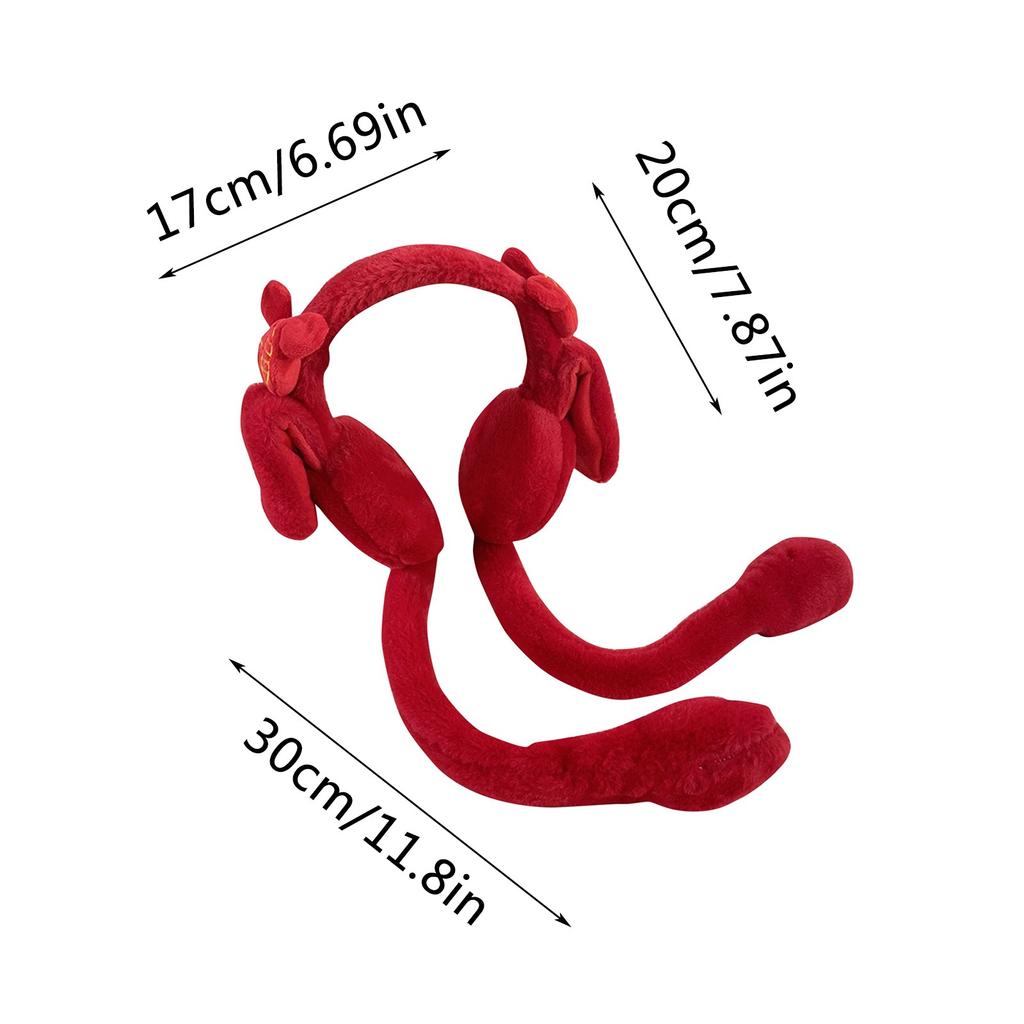 Winter Red Christmas Earmuffs Women Cute Elk Move Air Bag Earmuffs New Year Blessing Word Outdoor Cold Protection Solid Earmuff