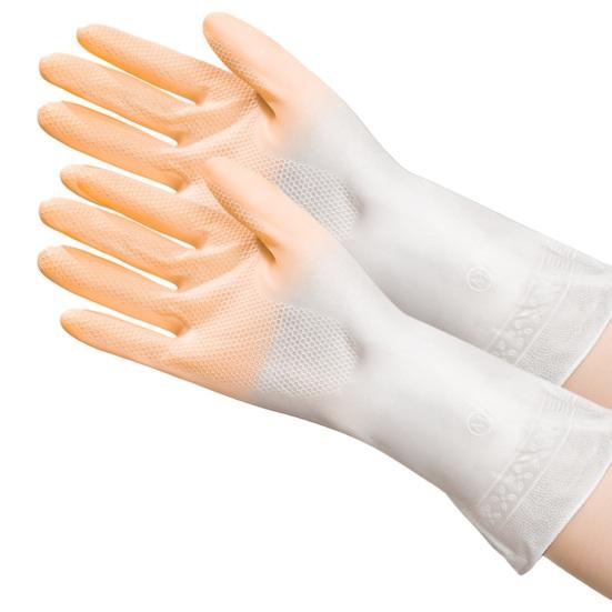 

1 Pair Household Cleaning Gloves Waterproof Anti-Slip Protective Gloves with Extended Cuffs Dishes Cleaning Kitchen Gloves помаранчевий
