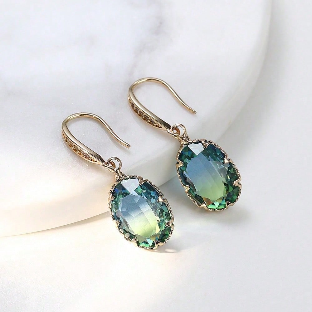 1 Pair Cubic Zirconia Drop Earrings Copper Jewelry
