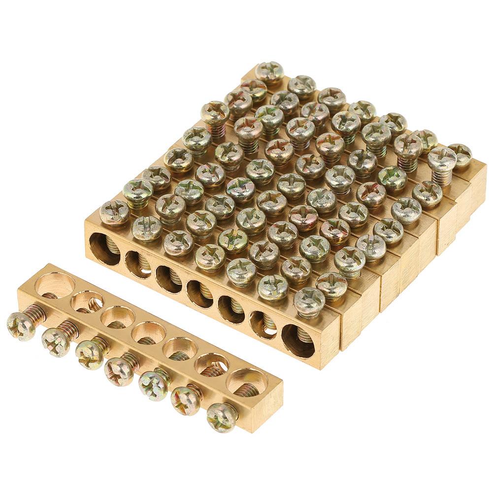 

10pcs 7-10 Hole Brass Ground Neutral Wire Connector Terminal Bar for Electrical Distribution