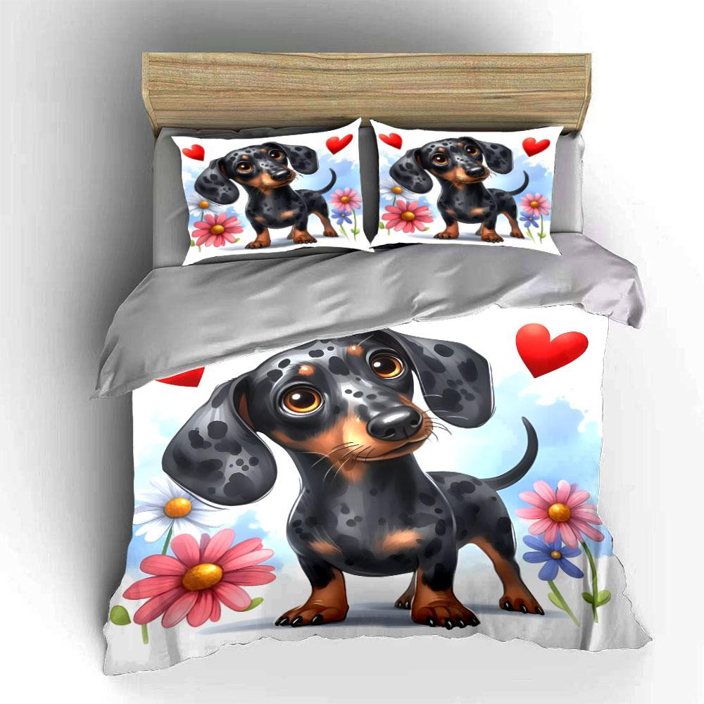 Dachshund Trio For Pet Lovers Exquisite Three-Piece Bedding Set Gift For Kids And Adults