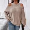 2025 Women's Casual Solid Off-Shoulder Knit Top - European/American Autumn & Winter Fashion