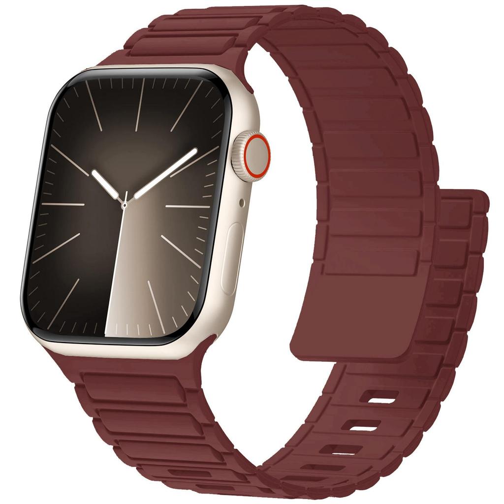 Bracelet Magnétique en Silicone Robuste pour Apple iWatch S11 - Boucle à Trois Perles Ultra Sécurisée