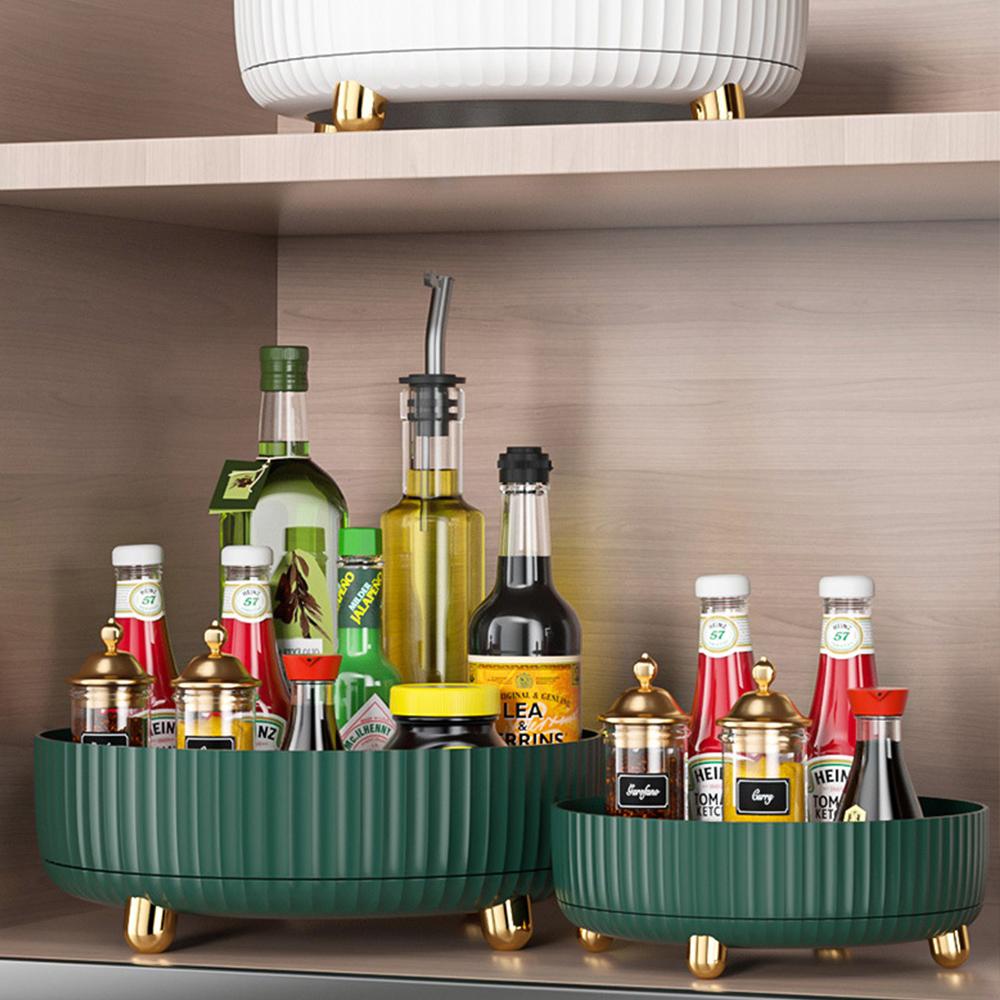 Kitchen 360°Rotating Spice Holder Desktop Storage Box for Perfume Cosmetic Box Bathroom Home Office Organizer Seasoning Holder