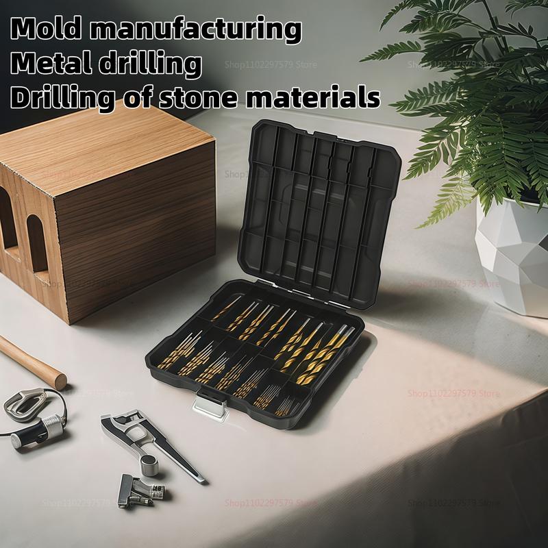 99 Pieces Titanium Twist Drill Bit Set High Speed Steel 1/16 To 3/8 Inch for Wood Cast Iron Durable Anti Rust