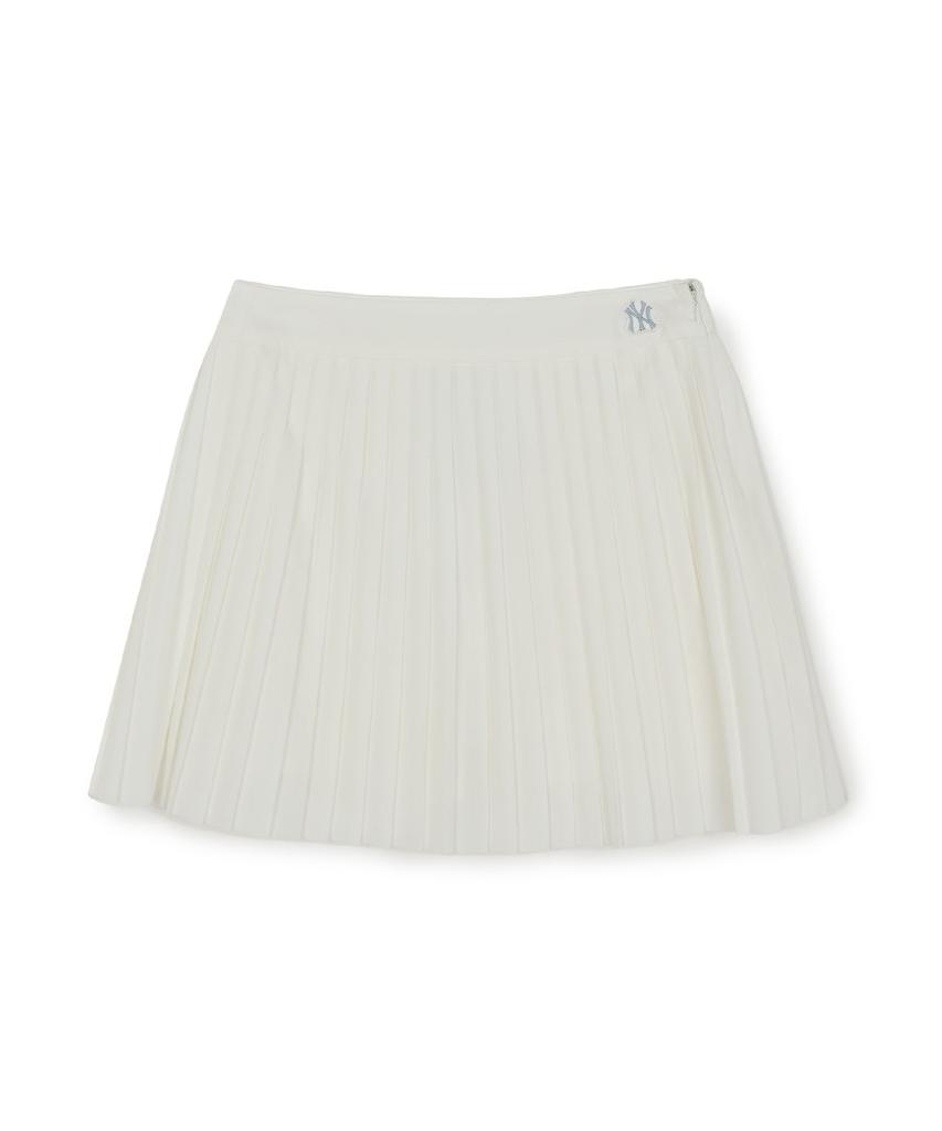 Emelbi Women'S Varsity Sporty Pleated Mini Skirt Ny (Ivory)