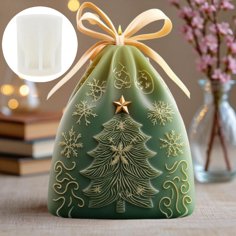 Christmas Gift Bag Candle Silicone Mold Christmas Tree Snowflake Relief Christmas Gift Bag Pocket Resin Gypsum Mould Craft Molds