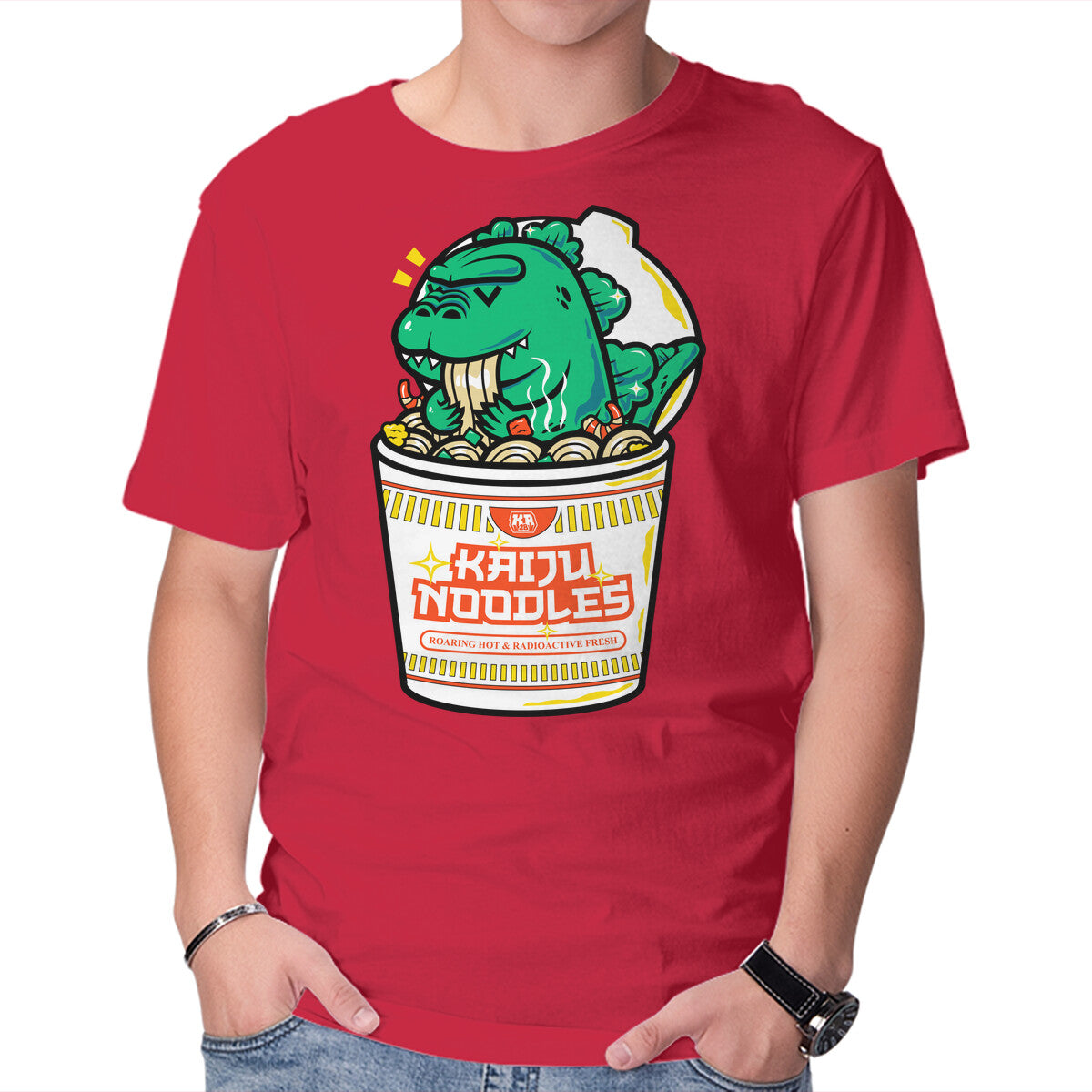 Unisex Crew Neck T-Shirt Kaiju Noodles Graphic Short Sleeve Casual Tee M
