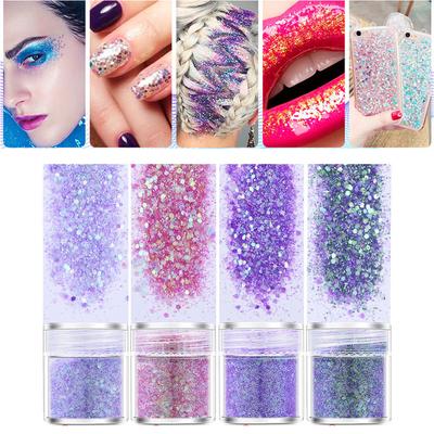 4 Bottles UV Crystal Epoxy Resin Filler Pigment Nail Art Sequins Resin Shinning Filling Flash Glitter Powder Decorations