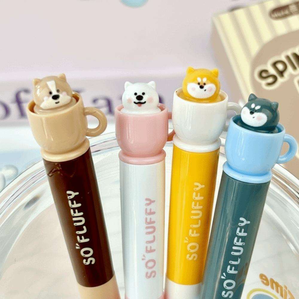 4PCS Smooth Writing Teacup Dog Gel Pen 0.5mm Stationery Pen Funny Quick-drying Black Pen Office Use