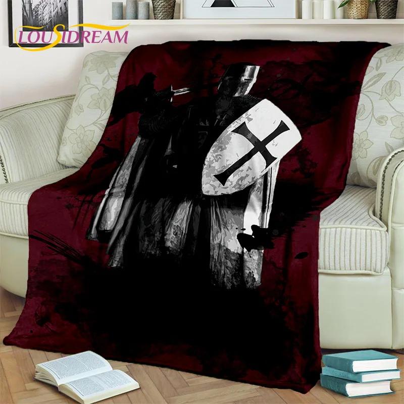 Cartoon Templar Cavalier Knight Crusaders Blanket,Soft Throw Blanket for Home Bedroom Bed Sofa Picnic Travel Office Blanket Kids
