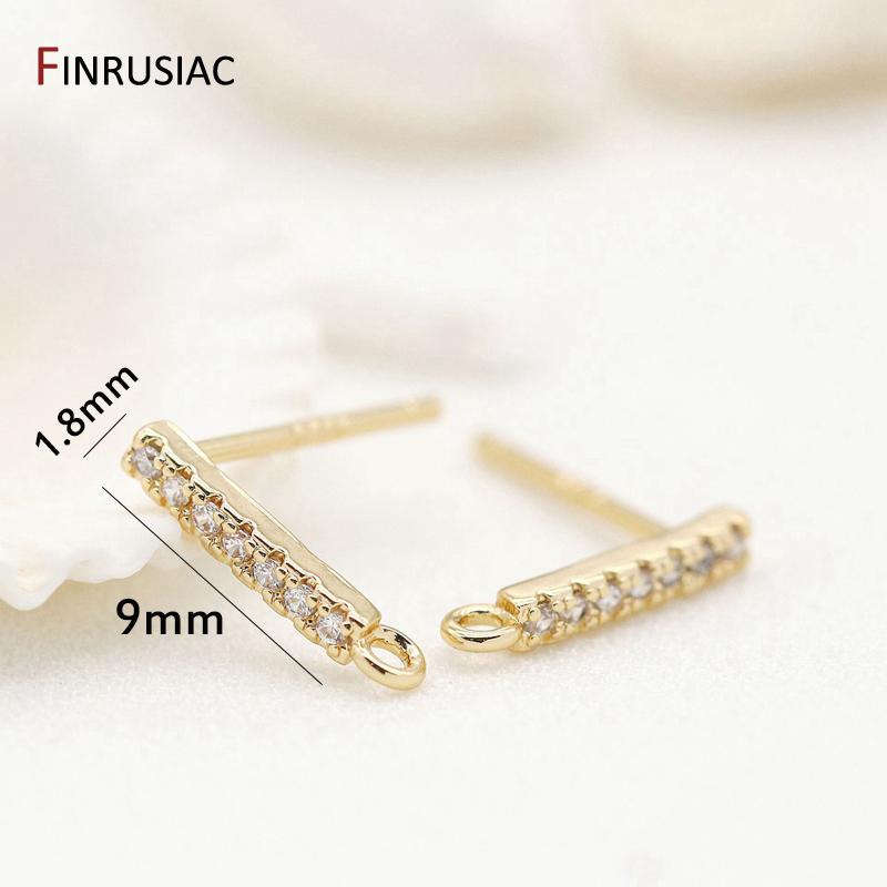 Handmade DIY Earring Making Supplies 14K Gold Plated Small Zircon Post Earrings Hooks Earring Findings Components