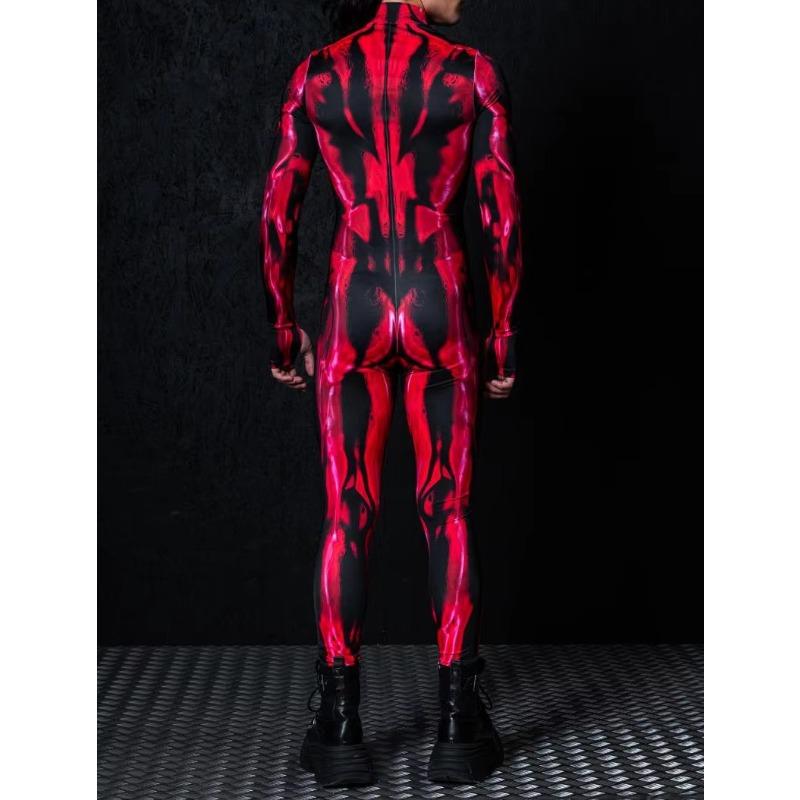 Rajstopy Halloweenowe Druk Cyfrowy 3D Kostium Cosplay dla Dorosłych Jednoczęściowy Kostium Męski Jumpsuit na Występy Sceniczne Strój na Imprezę Taneczną