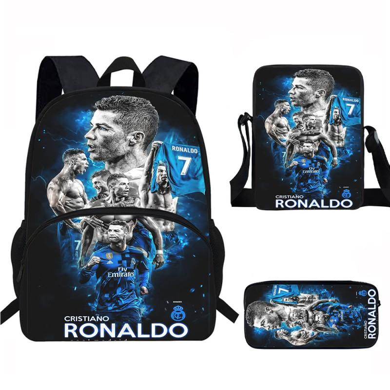 Set Zaino Scolastico CR7 per Bambini Tessuto Oxford Borsa a Doppio Scomparto con Tasca Frontale Astuccio Tracolla Ergonomico Dorsale
