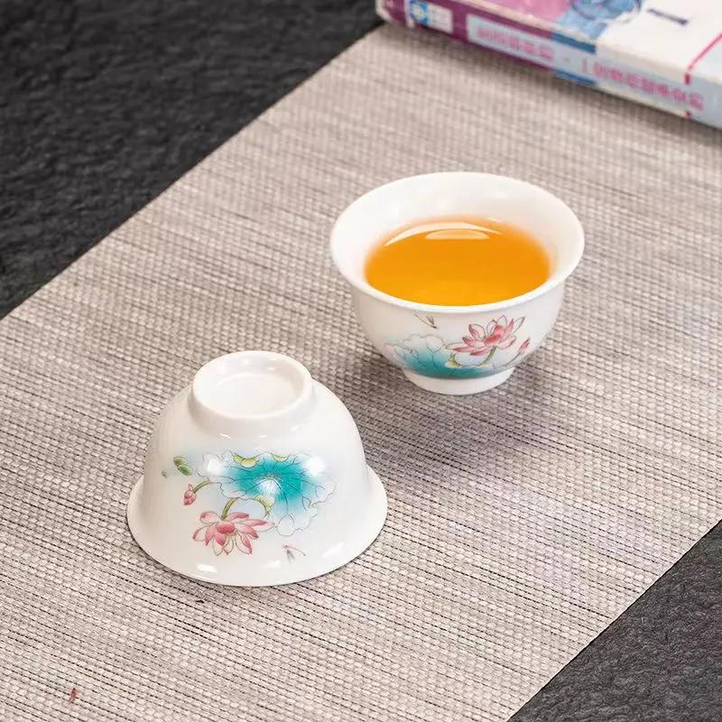 Exquisite 6pcs White Porcelain Kungfu Tea cup,China  Tea Cup set,Travel Tea Bowl Kung Fu Tea Set Chinese Teacup Sets Drinkware