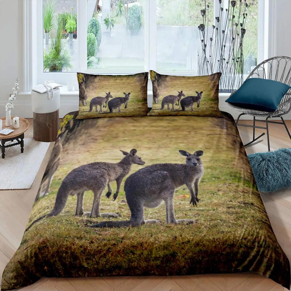 

Kangaro Soft Duvet Cover Set King-Sized Dimensionsd Dimensions for Young Boys Young Girls Kangaro Beding Set Tre Branches Warm Comforter Cover Wild 120*200cm Single