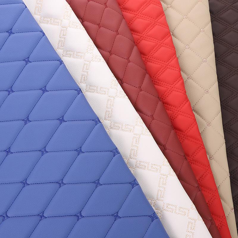Thick Faux Leather Embroidered Car Interior Floor Mats & Headliner Trim