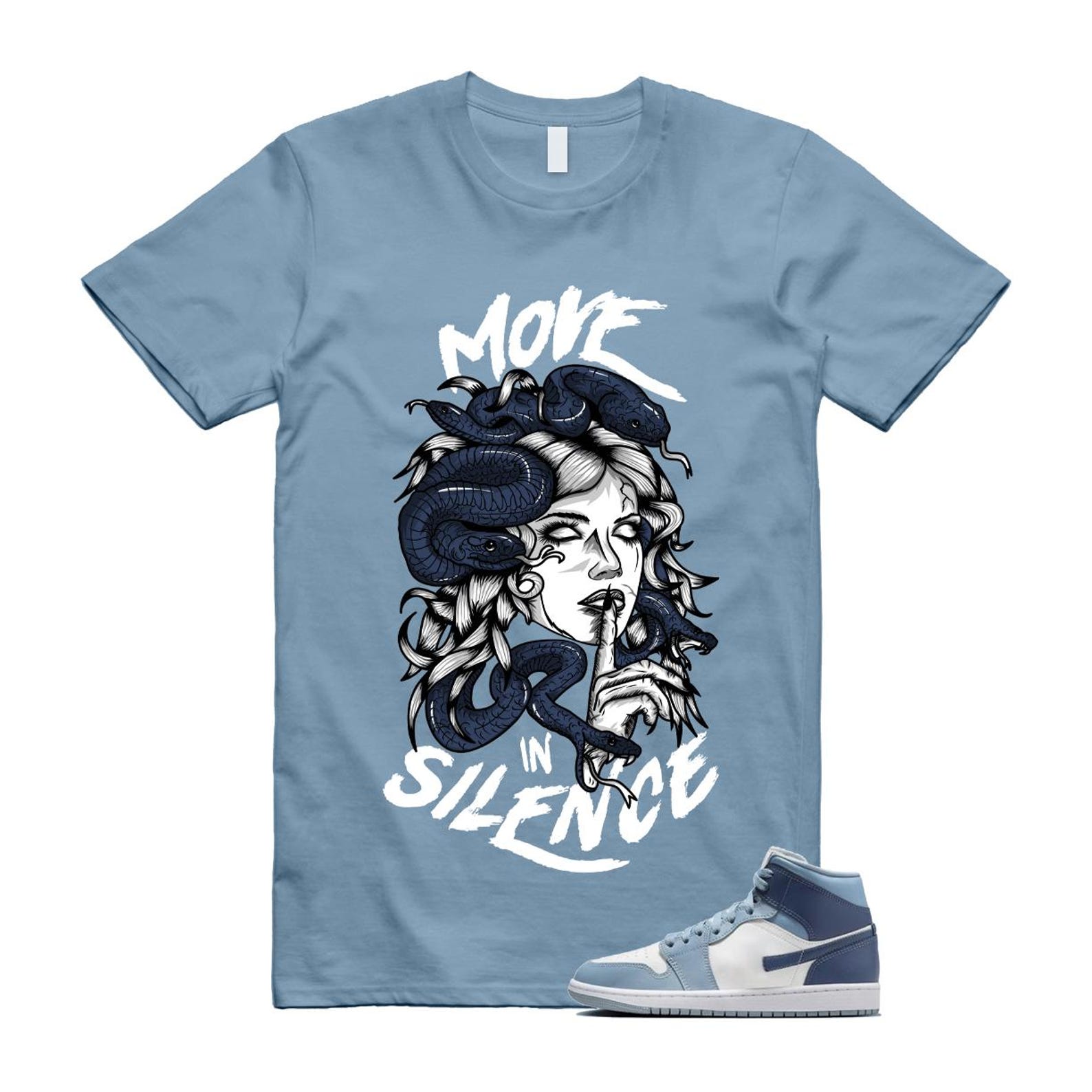 1 Diffused Blue Grey White Mid T Shirt Match MIS L