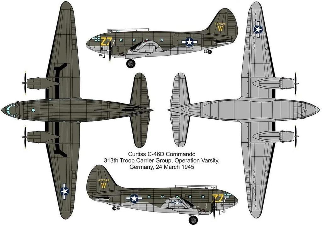 VALOM Curtiss Commando Transport Plane Operation Varsity 1945 Plastic Model CV72152 1/72 C-46D Twin-Engine
