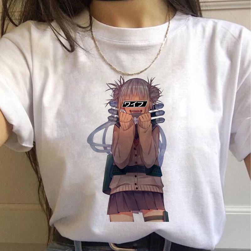 New Ahegao Harajuku Graphic Women T-Shirt My Hero Academia Anime Senpai Top Female T Shirt Harajuku O-Neck Casual Lady Clothing