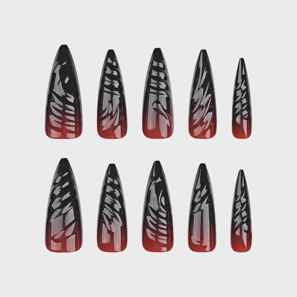 3D Gradient Cat Eye Halloween Nail Art Patches - Wearable European and American Style False Nails