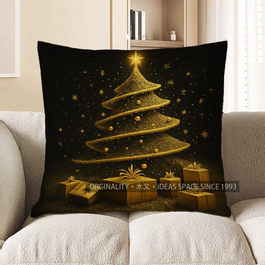 Home Decor Snowman In Winter Forest Decorative Pillow Pattern Cushion Cover Suitable for Sofa Bedroom Car Pillow Cover