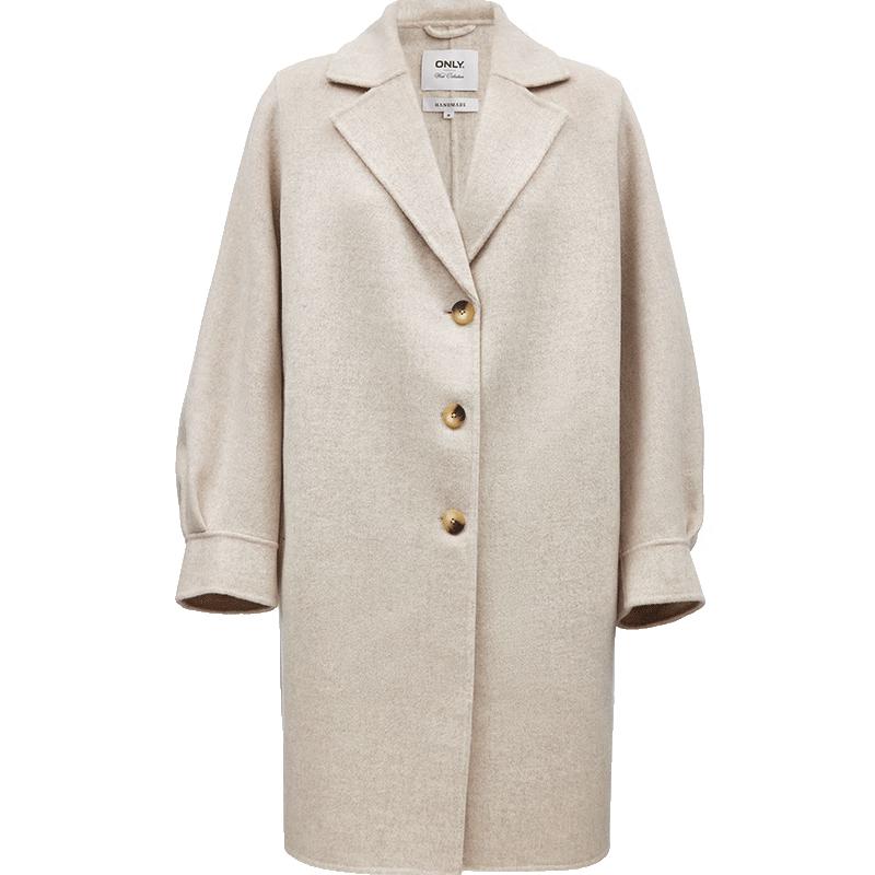 ONLY Women's 2024 Autumn Double-faced 100% Wool Mid-length Coat