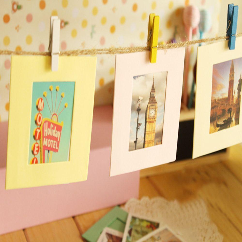 Picture Art Picture Wall Hanging with Wood Clip Rope Photo Frame Paper Photo Album Frame 3Inch DIY