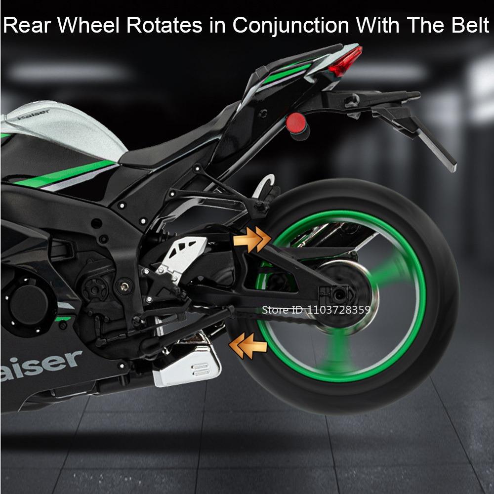 1:9 Kawasaki Zx-10R Nijia H2R Motorcycle Model Toys Alloy Diecast Miniature Motorbikes Sound Light Shock Absorption Kids Gifts