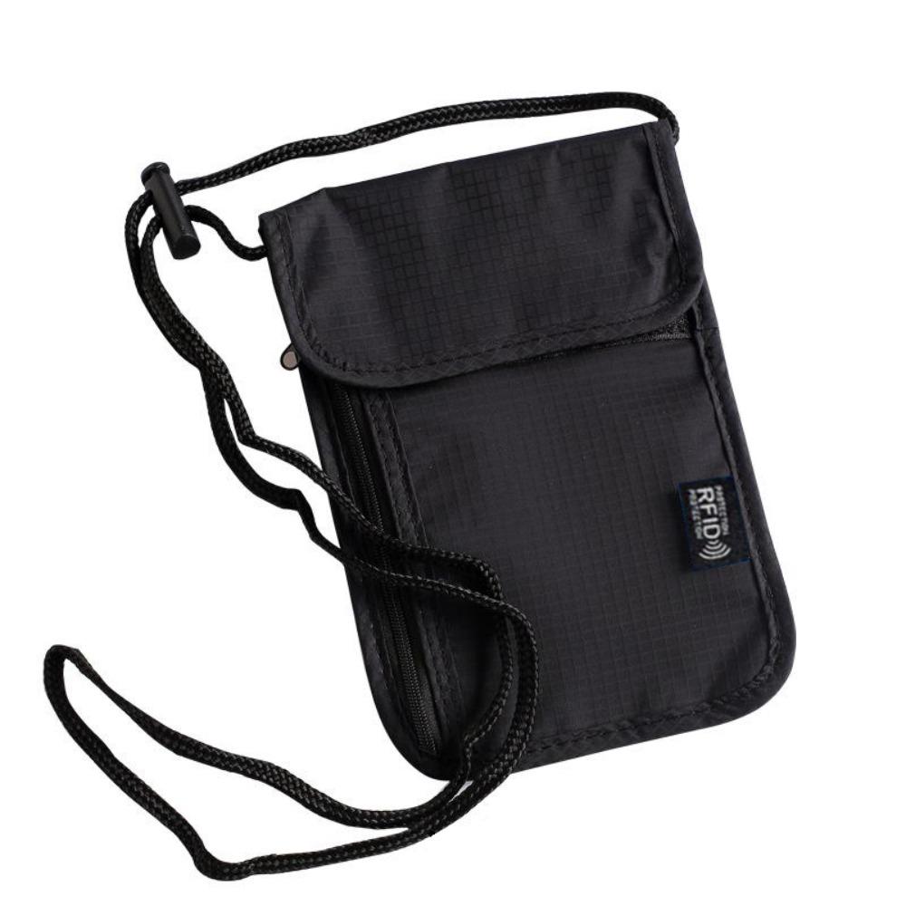 Neck Hanging RFID Passport Bag Rfid-Blocking Document Credit Case Safety Neck Wallet  Travel