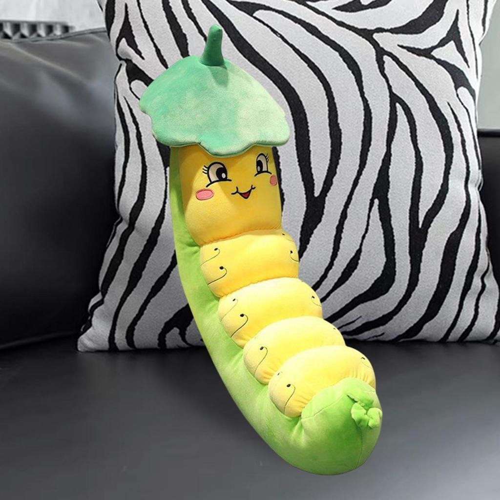 Cute Caterpillar Plush Hug Pillow Stuffed Animal Toy Decorative Pillows for Bedroom, Living Room