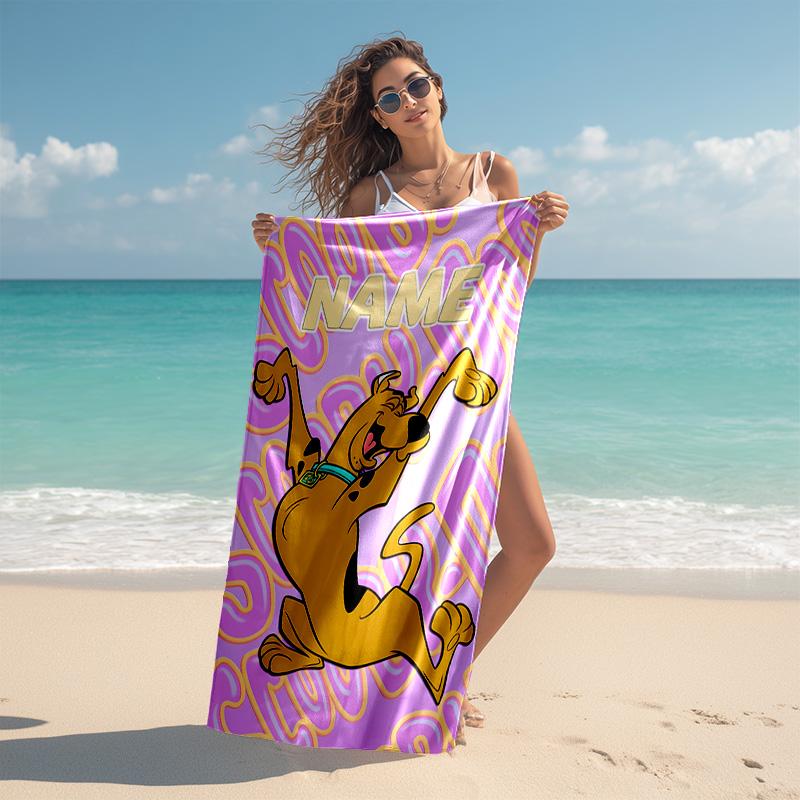 Personalized customized proof beach towel with Scooby-Doo pattern - soft, absorbent,quick-drying,perfect swimming,camping&bathing