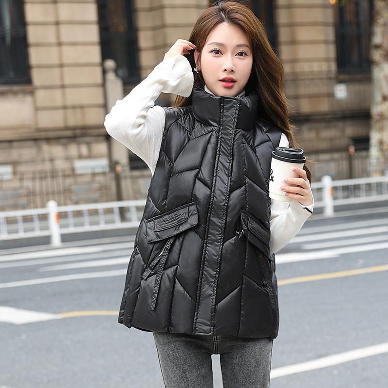 New glossy leave-in down cotton vest women's autumn and winter short cotton vest vest vest vest jacket
