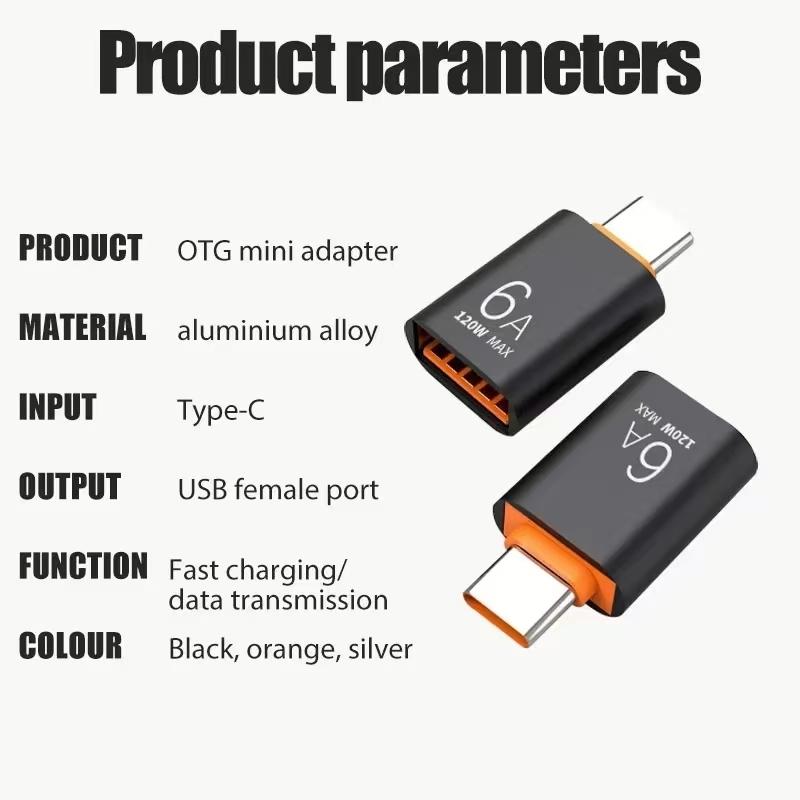 USB C auf USB Adapter OTG Kabel mit 6A Schnellladung, Kompatibel mit Telefon, Tablet, Laptop, für U Disk, Tastatur, Maus, Kartenleser