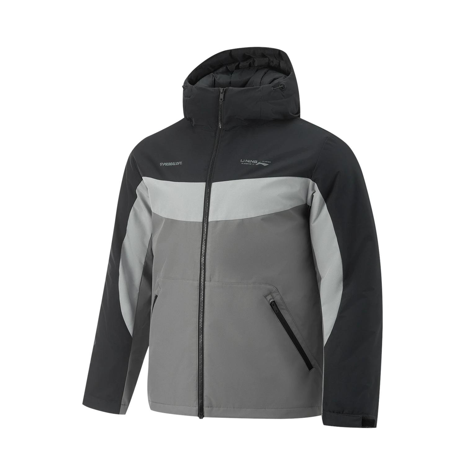 

Серия фитнеса Li Ning Толстовка с капюшоном на молнии Удобная Дышащая Универсальная Повседневная Хлопковая куртка Мужские куртки Черный Лунно-серый Асфальтово-серый AFMU035-1 XL