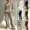 Women's Trendy Casual Velvet Two Piece Outfit Set with Wide Leg Pants and Loose Fit