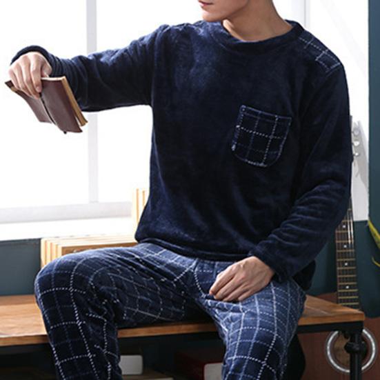 Pyjama Homme Hiver Coton Élastique - Haut Manches Longues Et Pantalon Avec Poches | Confort Nuit
