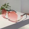 Rimless Irregular Sunglasses  New Chic Gradient Ocean Lenses Shades Trendy Stylish Design Hollowed Legs Sun Glasses