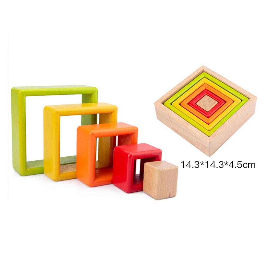 Wooden Rainbow Stacking Game Learning Toy Geometry Building Blocks Educational Toys for baby Toddlers