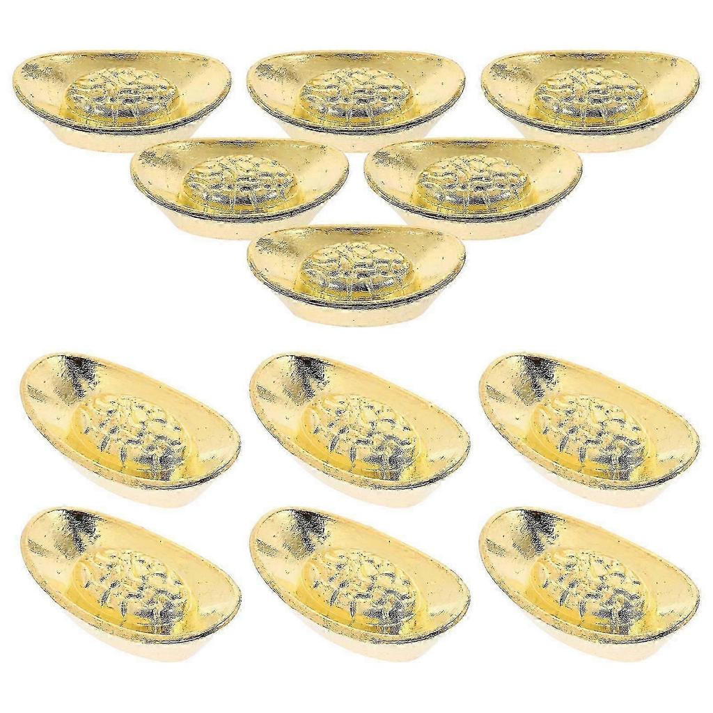 2026 Best!! Miniature Ingot Figurine Golden Alloy Feng Shui Decor with 100Pcs for Wealth