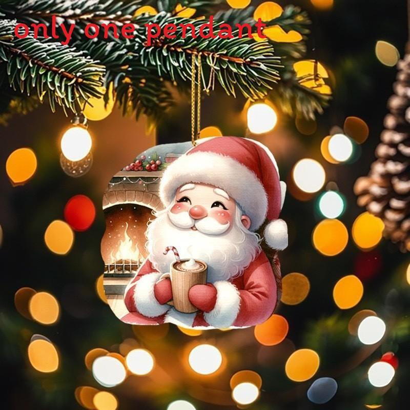 Car Cartoon Acrylic Ornament With Santa Claus Design For Decoration Vehicle