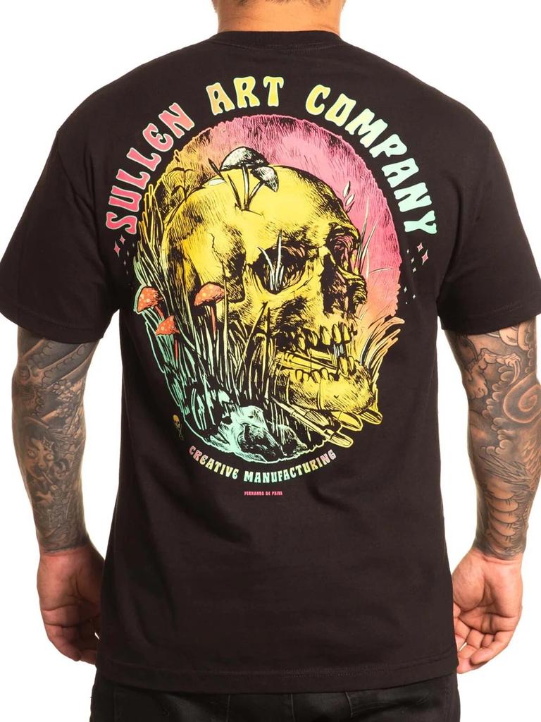 T-shirt Standard a Manica Corta da Uomo Sullen con Stampa Creativa Teschio Tatuato