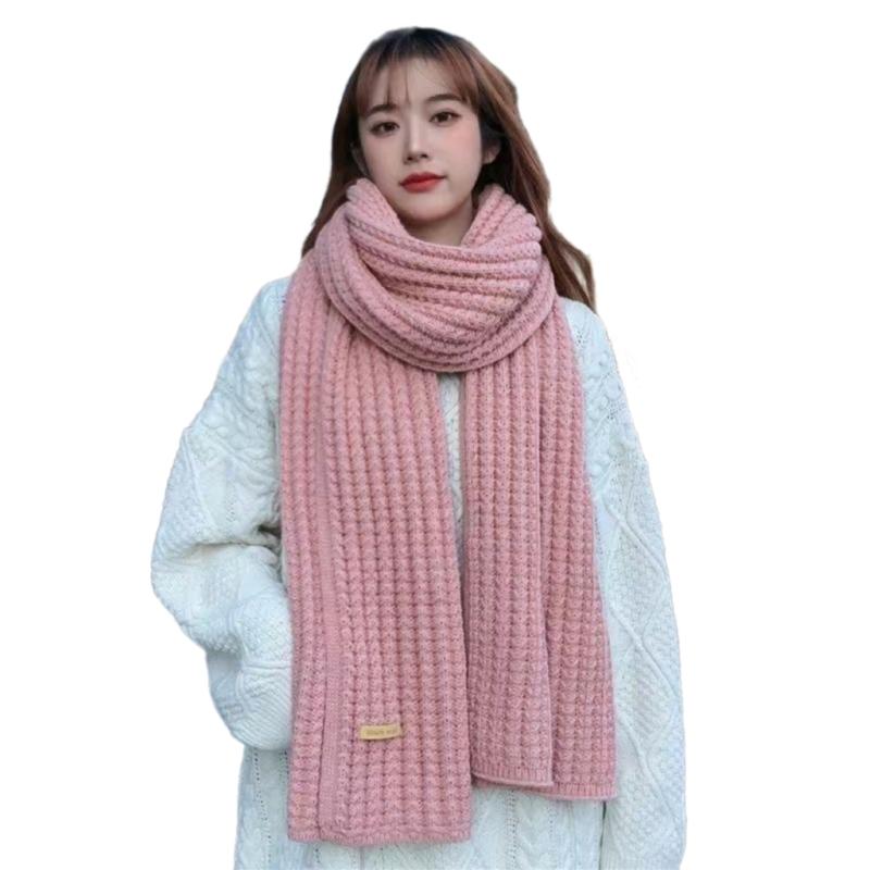 Warm Knitted Yarn Scarf Fashion Thick Yarns Long Scarf Neck Gaiter Outdoor Neck Scarf Wrap Accessory for Winter Warmth