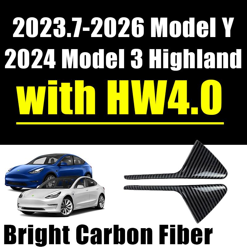 Car Side Camera Protective Cover ABS Carbon Fiber Protective Cover Turn Signal Cover Suitable for Tesla Model 3 Model Y