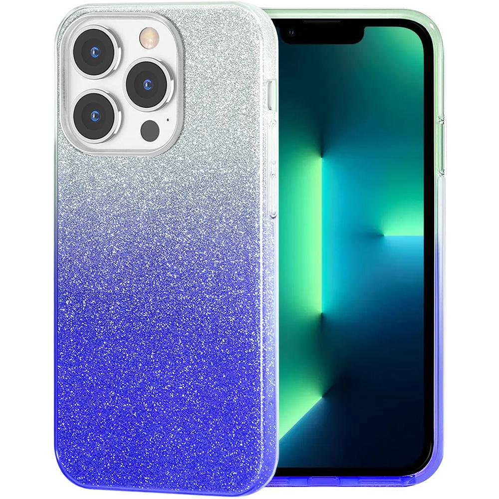 Glitter Case for iPhone 13 Pro, Silver/Blue