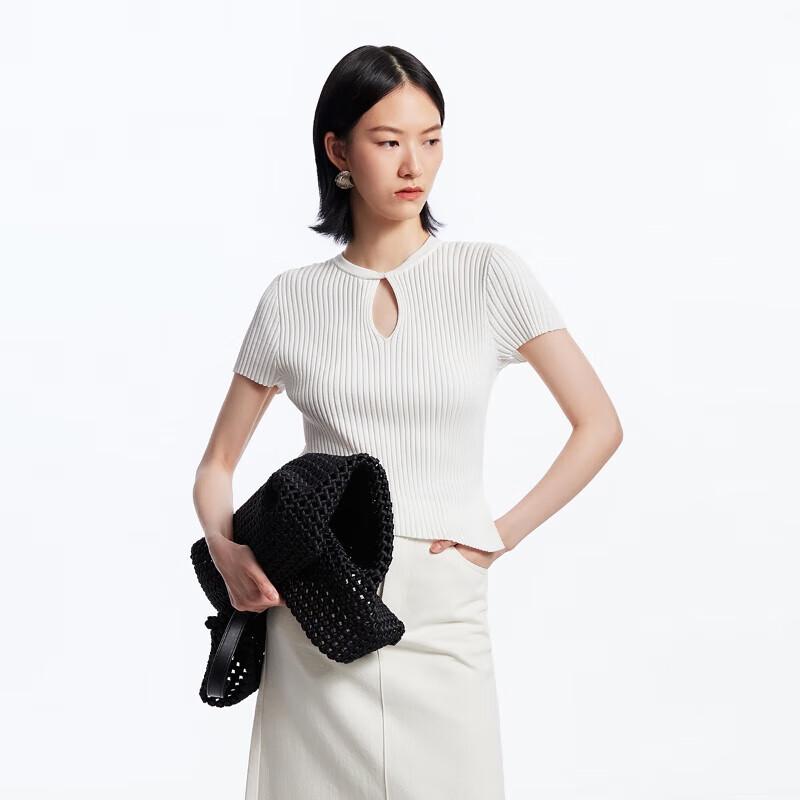 

VEROMODA Hollow-Out Twist-Knot Knit Short-Sleeve Top M