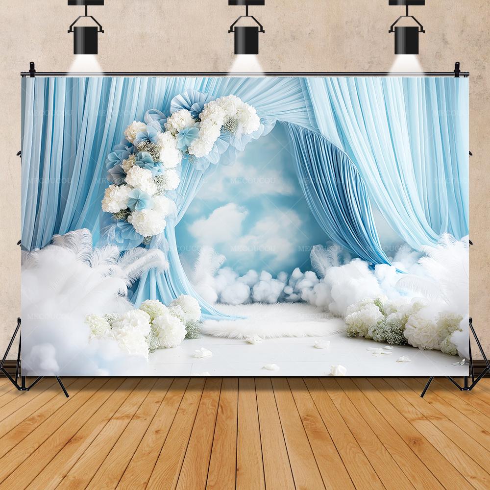 Floral Bow Wedding Scene Background Suitable for Wedding Photo Studio Shooting Background Birthday Party Baby Shower Decoration