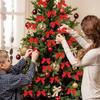 50/100Pcs Christmas Decor Christmas Tree Bow 5.5CM Red Velvet Bow Xmas Tree Ornaments Home New Year 2025 Navidad Decoration